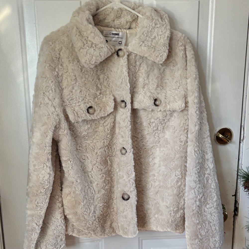 Ci Sono Cream Teddy Jacket - Picture 1 of 11